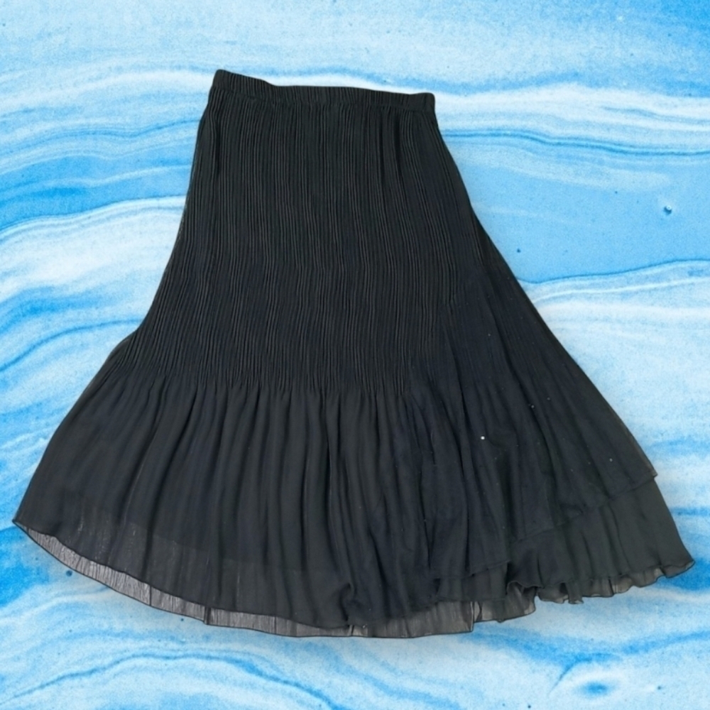 Parkhurst Women's Skirt Asymmetrical Gauze See Trough With Sequins Black